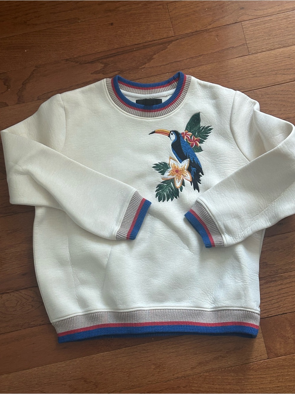 Cream Sweatshirt with Embroidered Toucan